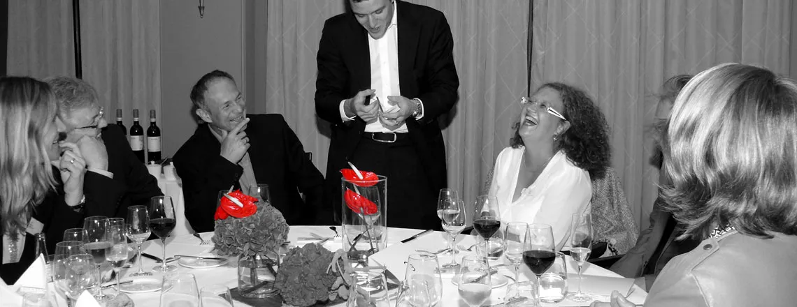 Magician having fun with guests